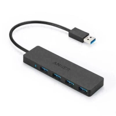 Anker 0.7ft 4-Port USB 3.0 Ultra Slim Data Hub with Wall Charger - Black - Image 1 of 2
