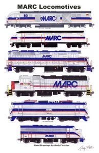 MARC Locomotives 11"x17" Poster Andy Fletcher signed - Imagen 1 de 1