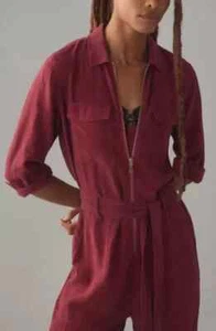 Anthropologie Cloth & Stone Zip Front Utility Jumpsuit Burgundy Small NWT - Picture 1 of 3