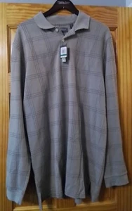 Arrow Shirt Mens LT Jaspe Windowpane Long Sleeve Polo NWT - Picture 1 of 8