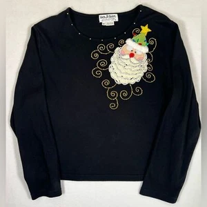 JACK B. RÁPIDO Mujer Vintage Papá Noel Deslumbrado Navidad Manga Larga Top Joyas XL - Imagen 1 de 16