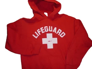 Cape May Lifeguard Red Adult Hoodie with Cape May On the Bottom Back Size Medium - Picture 1 of 5