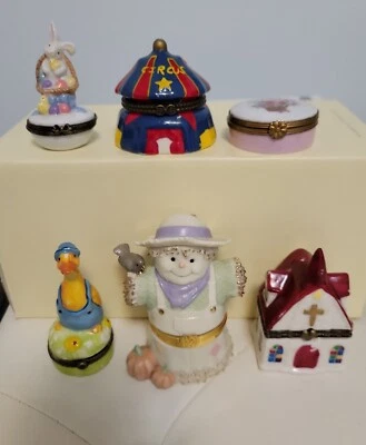 6 罕见老式陶瓷小饰品盒 LENOX、LIMOGES 及更多 — 第 1/4 张图片