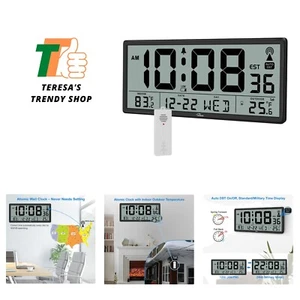 Jumbo 14.5'' Digital Atomic Clock with Wireless Sensor - Modern Home Essential - Picture 1 of 8