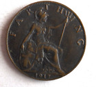 1917 GREAT BRITAIN FARTHING - Excellent Coin - FREE SHIP - Bin #344
