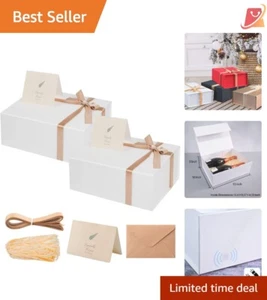 2 Pack Large White Gift Boxes Magnetic Lid for Weddings, Birthdays & More - Picture 1 of 8