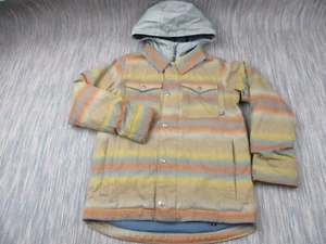 Burton Snowboards Jacket Womens Medium Eur 36-147 Striped Hooded Ski Coat - Picture 1 of 16