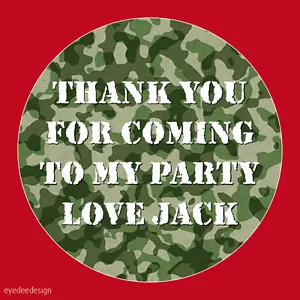Personalisierte Armee Tarnung Geburtstag Aufkleber Party Dankeschön Siegel COD-138 - Bild 1 von 3