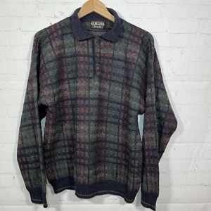 Maglione vintage Cortina Italia uomo grande multicolore 3 bottoni pullover misto lana - Foto 1 di 14