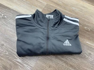ADIDAS Full Zip Up Mock Neck Gray Activewear Track Jacket Boy's Size Large - Picture 1 of 10