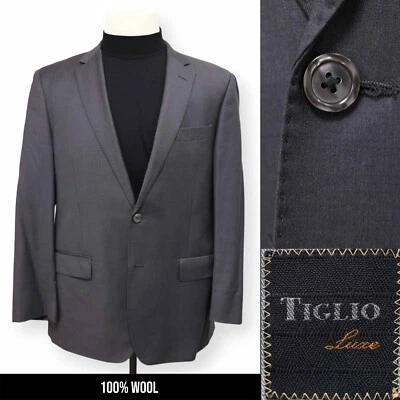 TILGO LUXE LANA MERINOS mens gray solid 150s sport coat suit jacket blazer 42 R - Image 1 of 4