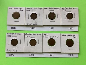 Indian Head Pennies ( 8 Coins ) - Picture 1 of 2