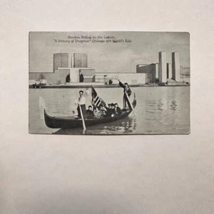 1933 Gondelfahrt RPPC Chicago Weltausstellung Vintage schwarzweiß Postkarte - Bild 1 von 2