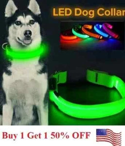 COLLAR RECARGABLE USB CON LUZ LED PARA MASCOTAS que brilla en la oscuridad seguridad nocturna para perros - Imagen 1 de 16