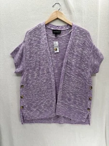Cárdigan Lane Bryant manga corta púrpura frente abierto $69 talla 14/16 nuevo con etiquetas - Imagen 1 de 6