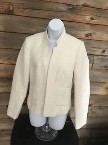 Calvin Klein Women's Suit Jacket Size 10P Blazer Beige & Metallic Gold - Picture 1 of 8