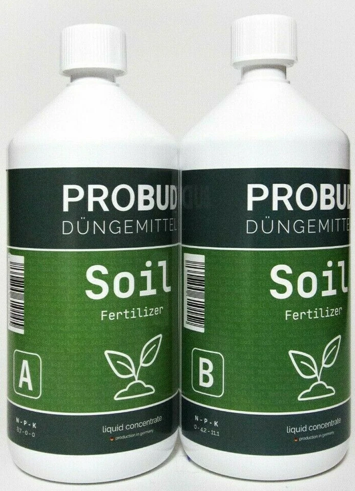 PROBUD® SOIL 2-Komponenten-Cannabis-Dünger A&B, soft Water 8,4°dH, je 1 L Fl.