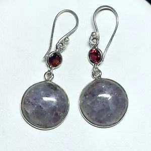 Orecchini in argento sterling 925 granato agata muschio naturale gioielli JY1158 - Foto 1 di 1