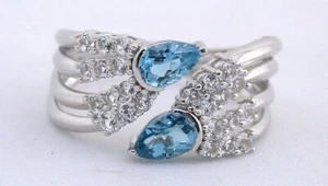 ANILLO TOPACIO AZUL Y PLATA .925, EXCELENTE CALIDAD, 50% DE DESCUENTO EN VENTA, TALLA 8, J5 - Imagen 1 de 3