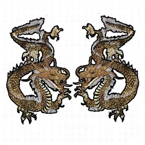 1 par de apliques de lentejuelas bordados dragón dorado chino coser parches hágalo usted mismo - Imagen 1 de 10
