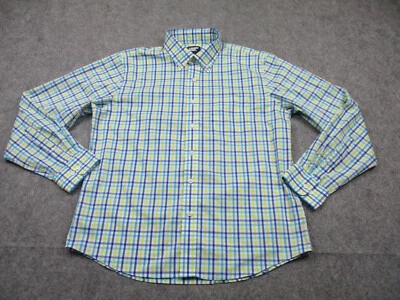 Lands End Shirt Mens Medium 15 Blue Yellow Plaid Button Up Long Sleeve - Image 1 of 4