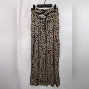 NWT Angie Animal Print Wide Leg Pants Women's M Tan Boho Retro 90s Y2K Casual - Picture 1 of 9