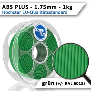 Azurefilm Filament ABS PLUS 1.75mm grün 1kg für nahezu alle FDM 3D-Drucker - Zdjęcie 1 z 6