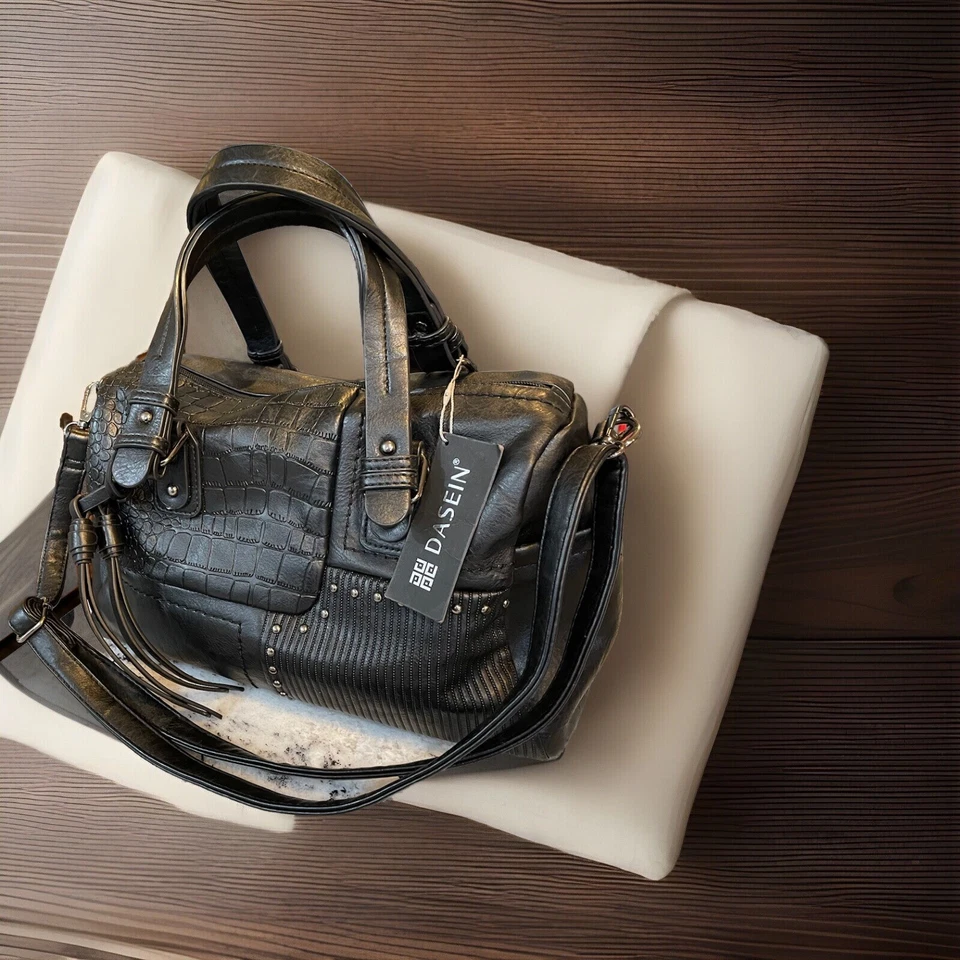 Dasein Womens Soft Vegan Leather Barrel Bag Large Hobo Top Handle Totes Satchel - Image 1 of 4