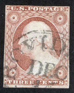 US Sc 11A Type II Dull Red 3¢ 1851 Dated DEC CDS Cancel Position 94R3 - Picture 1 of 1