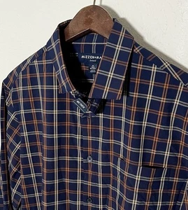 NEW Mizzen+Main Performance Shirt Plaid Button Up Mens Medium Trim Fit No Tuck - Picture 1 of 4