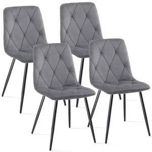 4er Esszimmerstühle Wohnzimmerstuhl Küchenstuhl Design Lounge Stuhl Samt Grau - Bild 1 von 18