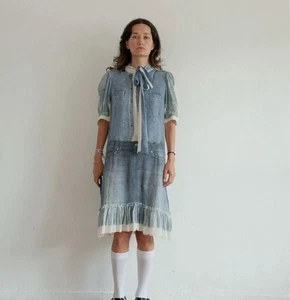 Dolce & Gabbana D&G 100% Silk Denim Print Dress SizeS Beautiful Designed - Picture 1 of 24