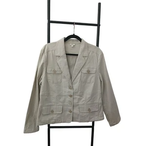 Blazer J.Gill Beige Abotonado Elastizado Estilo Pavo Safari L con Bolsillos  - Imagen 1 de 11