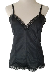Camisola Mel-Lin de Colección Talla L Negra Correa de Espagueti Ajustable Recortada Encaje 3614 - Imagen 1 de 6
