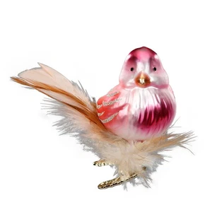 Christbaumschmuck Vogel mit Federn auf Clip 7cm - Glas Figur Dekovogel Rosa - Bild 1 von 1
