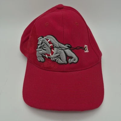 Red Bulldog Hat Cap Strap Back Mens One Size Wool Blend Embroidered Barbed Wire - Image 1 of 4