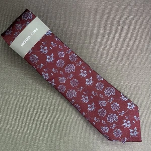 Michael Kors Men's Neck Tie Burgundy/Blue Gegan Floral Silk Blend MSRP $69.50 - Picture 1 of 3