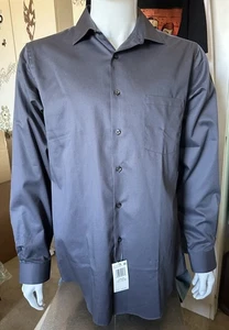 Van Heusen Men Regular Fit Stretch Dress Shirt Medium 15.5-34/35 Charcoal NWT - Picture 1 of 9