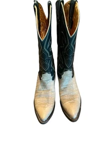 Nocona Cape Buffalo Cowboystiefel Herren Größe 9 2A Leder Western Grün Beige USA - Bild 1 von 14