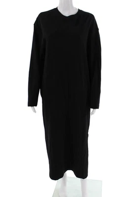 Zara Womens Cotton Crew Neck Long Sleeve Pocketed Sweater Dress Black Size S - Image 1 of 4