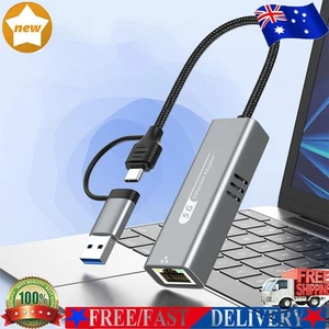 2 in 1 USB/Type C To Ethernet Adapter 5000Mbps USB-C To RJ45 Network Converter - Afbeelding 1 van 9