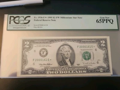 1995 Star FRN  $2 Dollars Millennium. 1936-F* PCGS 65PPQ GEM NEW - Image 1 of 2