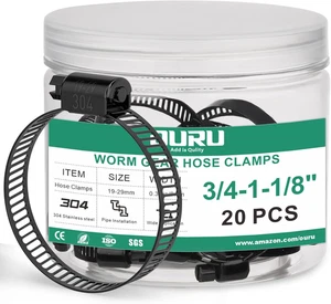 20 Stück 3/4"-1-1/8" schwarz Schlauchschelle, verstellbar 19-29 mm kleine Schlauchschellen  - Bild 1 von 12