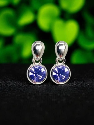 Pendientes Clásicos Gota Violeta Elementos Swarovski Cristal Chapado en Oro Blanco 18K Foto 1 de 3