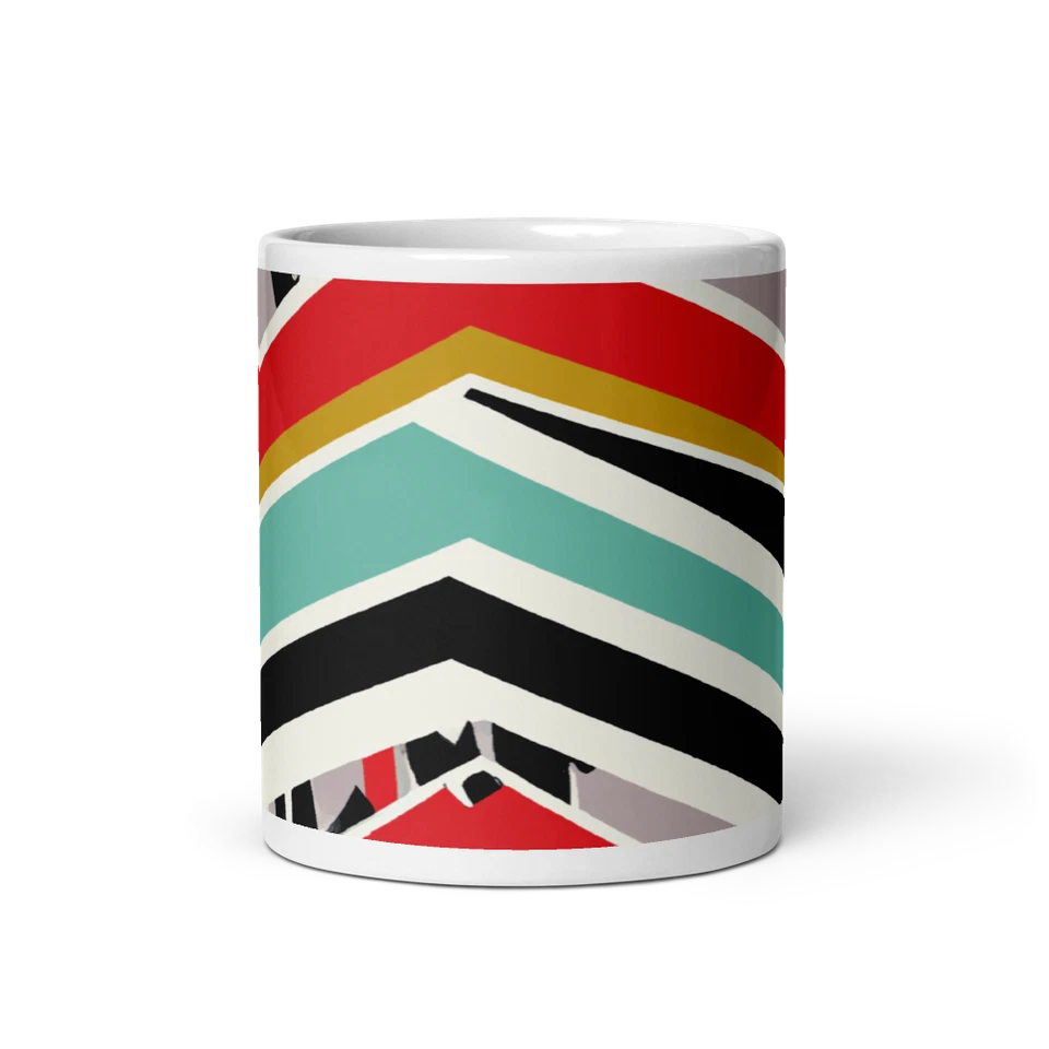 Taza de cerámica vibrante Chevron Stripes 11 oz - Taza de té de diseño audaz Foto 1 de 3