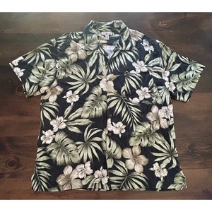 Camisa con botones Caribbean Joe negra floral vacaciones abotonada para hombre talla XXL - Imagen 1 de 4