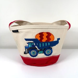 Lands' End Easter Tote Bag Easter Basket Truck Eggs Rainbow Canvas Small - Picture 1 of 6