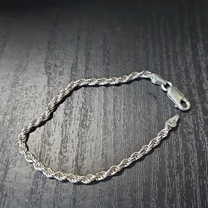 925 Sterling SIlver Rope Chain 7" Bracelet - Picture 1 of 4
