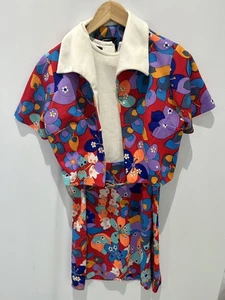 Vintage Len Vogue Dress With Belt & Jacket Retro Floral Preppy Academia Size 14 - Picture 1 of 17