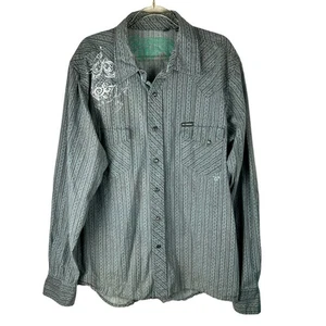 Camisa de manga larga Southern Thread Pearl Snap Western con botones talla grande - Imagen 1 de 9